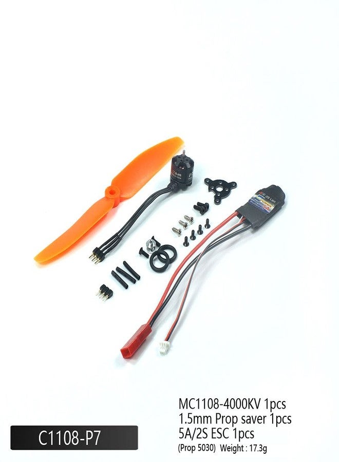 VilogaRC 2S 7.4V Micro Brushless Motor MC1108-4000KV with 1S/2S 5A ESC+5030 Prop Power Combo Used for Fixed Wing Micro Indoor Airplane F3P Model Airplane (C1108-P7) - Image 2
